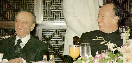 Hazar Imam with the Chairman of the Board of Trustees, His Excellency the Foreign Minister of Pakistan Sahazada Yaqub Khan